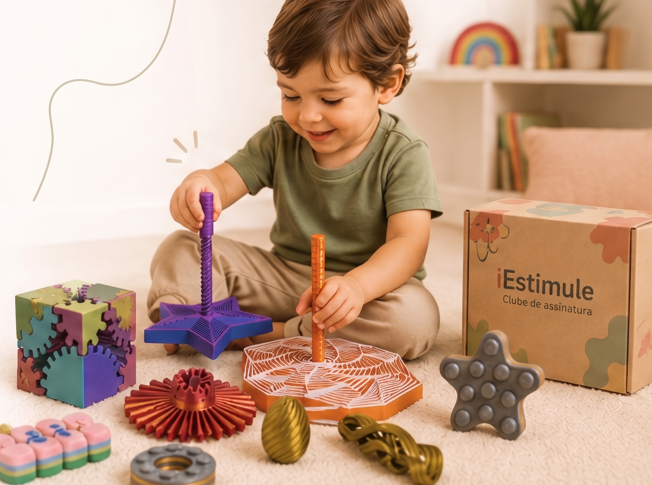 Momento de conexão entre mãe, criança e brincadeiras sensoriais